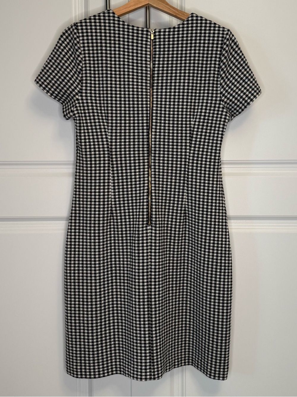 Calvin Klein Gingham Sheath Dress Black White Check Cottagecore Preppy - Picture 5 of 7